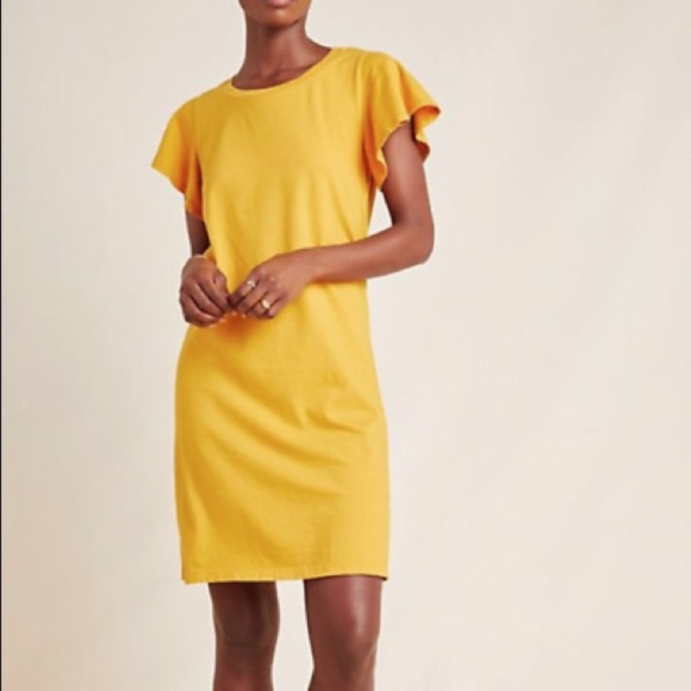 Anthropologie Flutter-Sleeved Tee Dress in Blue Motif (XS) - Picture 7 of 7